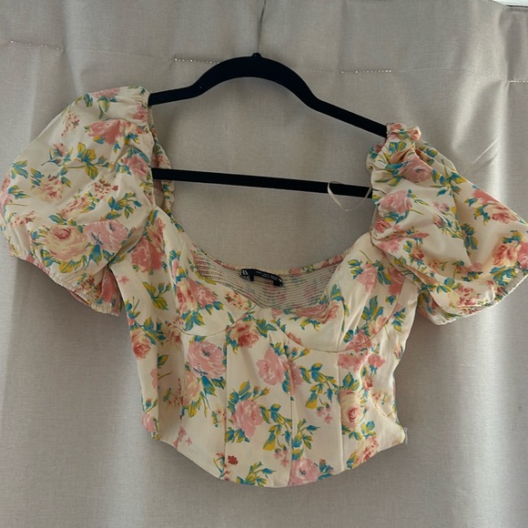 Short sleeve cropped bustier top - Picture 2 of 2